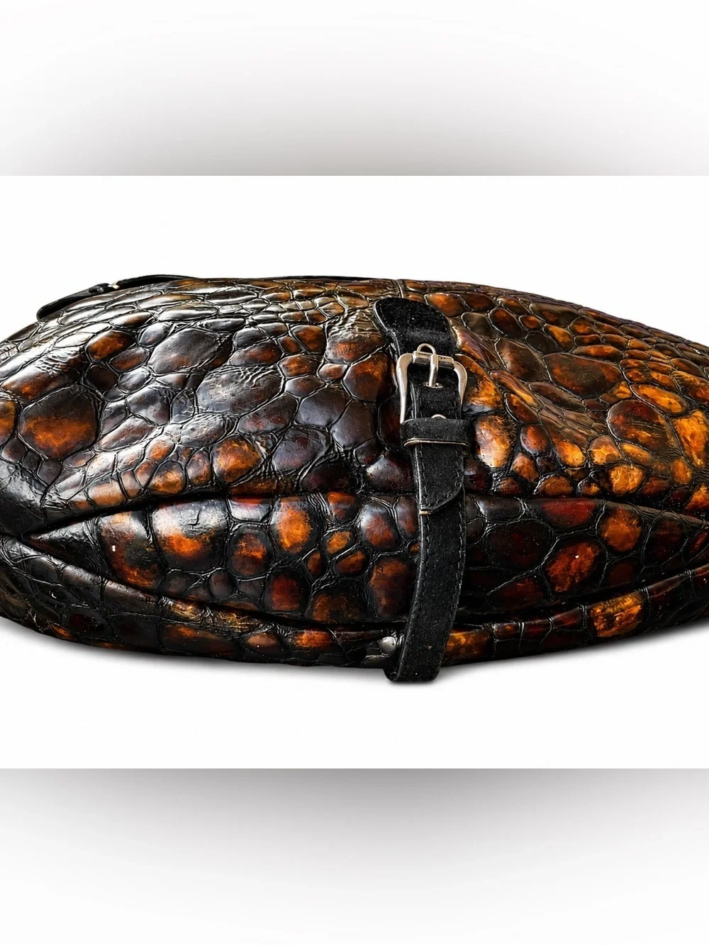 Donald J. Pliner Made In Italy Patent Embossed Croc Hobo Bag